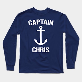 Nautical Captain Chris Personalized Boat Anchor Long Sleeve T-Shirt